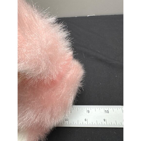 Kids Of America Pink White Fluffy Plush Bunny With Flocked Peach Nose Colorful P - Picture 7 of 10